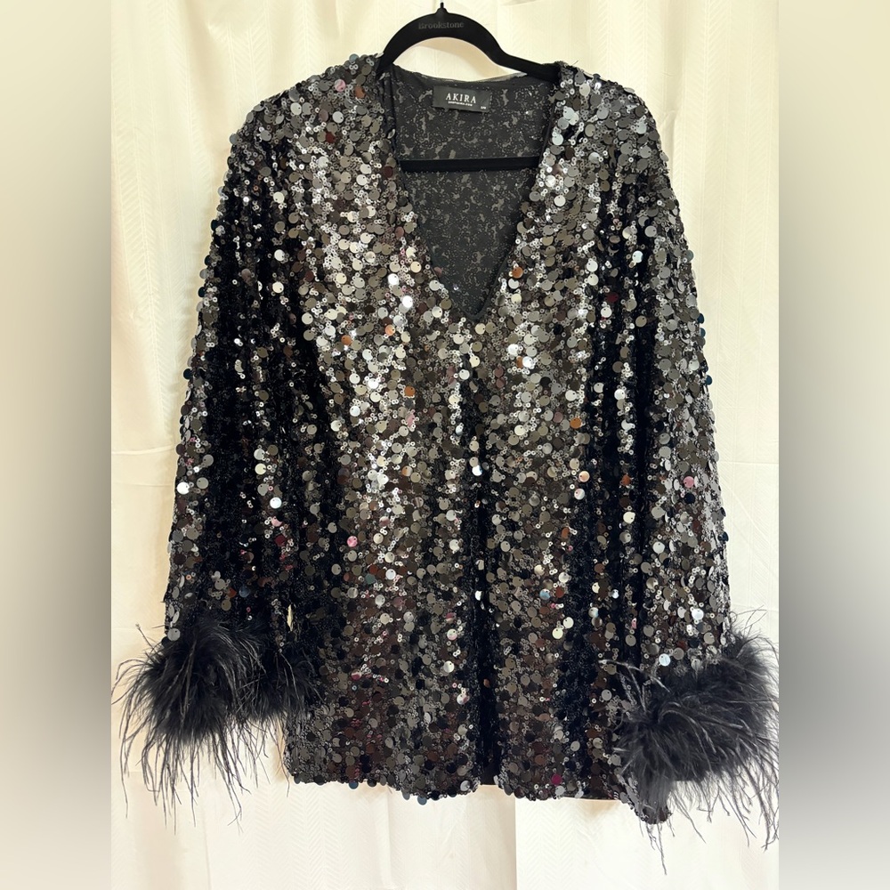 Sequin and Feather Embellished dress